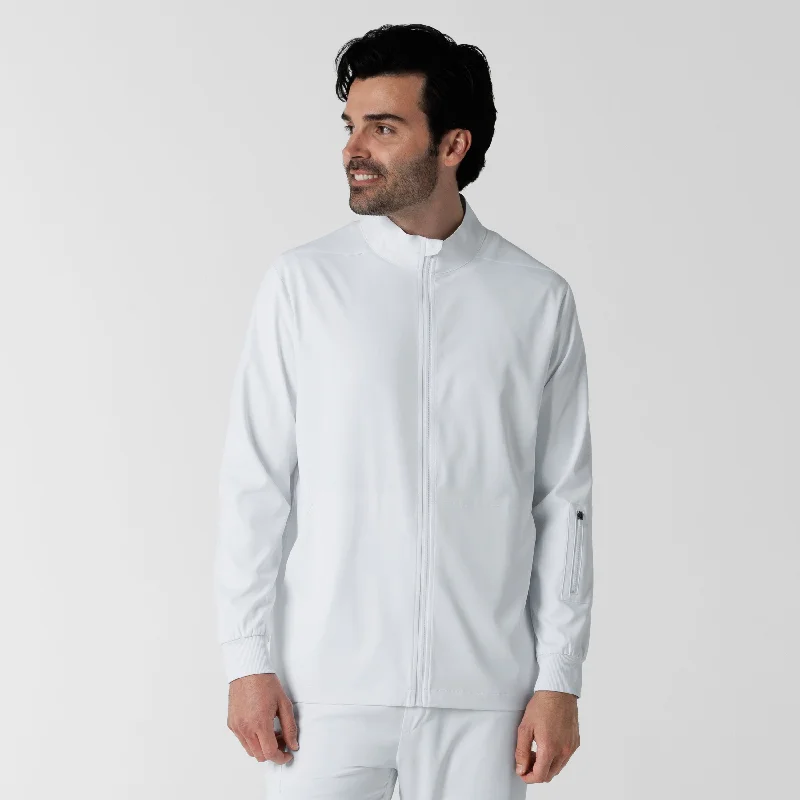 Fleece - lined men jackets for cold - weather commutingBoundless Men's Warm Up Scrub Jacket - White