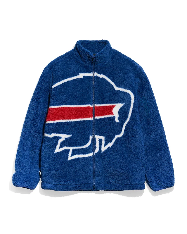 Men jackets with a media - friendly pocket for easy access to gadgetsBuffalo Bills Big Logo Blue Sherpa Jacket