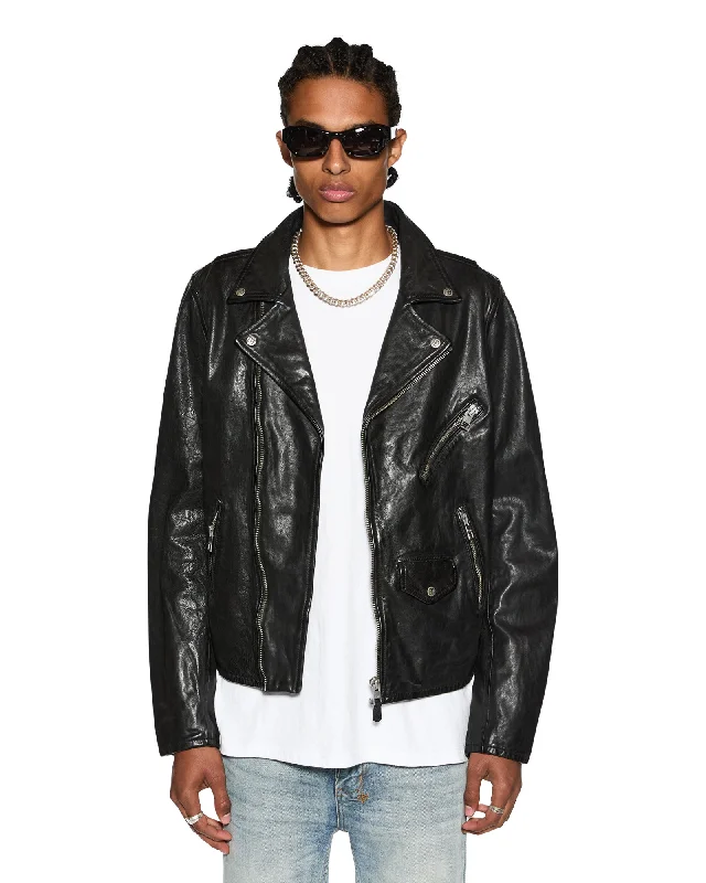 Down - filled men jackets in bright colors for winter fashionCAPITOL LEATHER JACKET BLACK