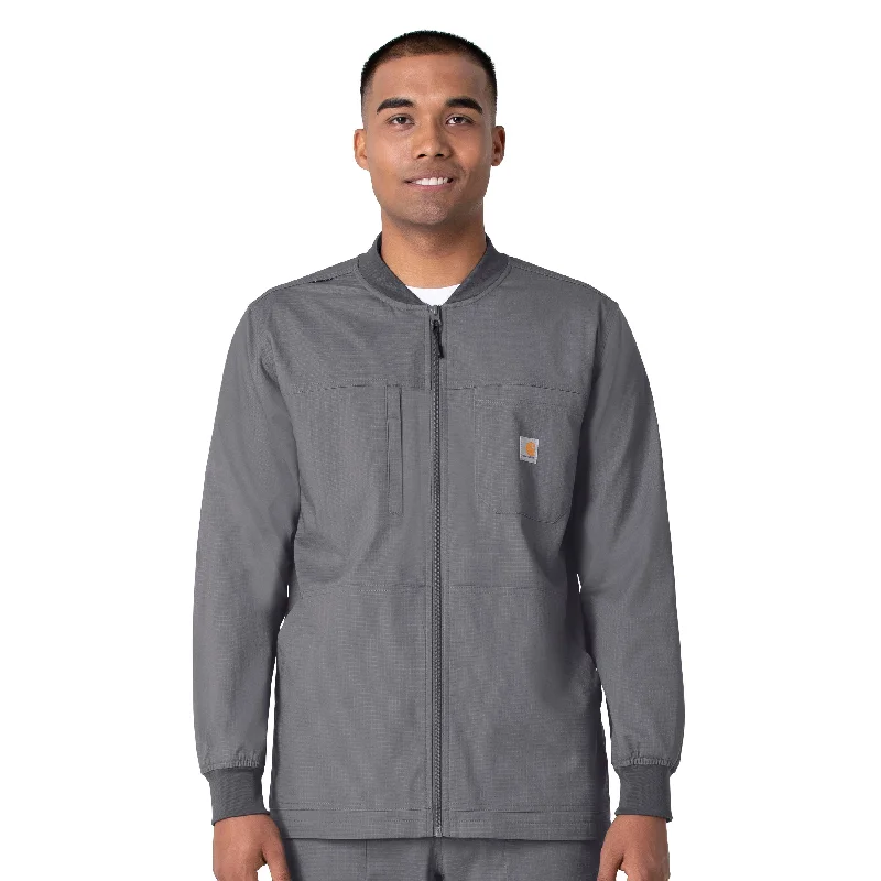 Bomber men jackets with ribbed cuffs for a classic 80s styleCarhartt Rugged Flex Ripstop Men's Utility Warm-Up Jacket - Pewter