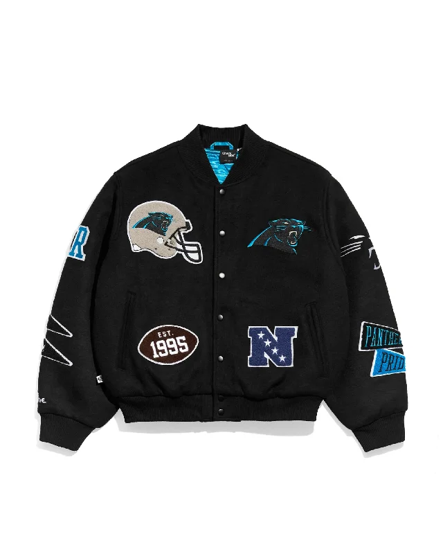 Performance - driven men jackets with breathable fabric for sportsCarolina Panthers Pennant Varsity Jacket