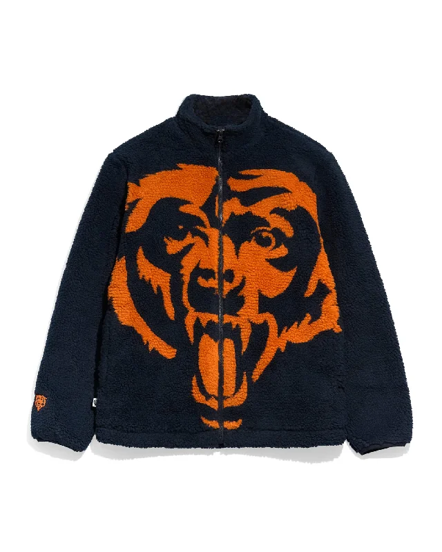 Bomber men jackets with ribbed cuffs for a classic 80s styleChicago Bears Big Logo Sherpa Jacket