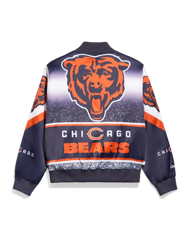 Hooded men jackets with a detachable faux - fur trim for added warmthChicago Bears Logo Fanimation Jacket