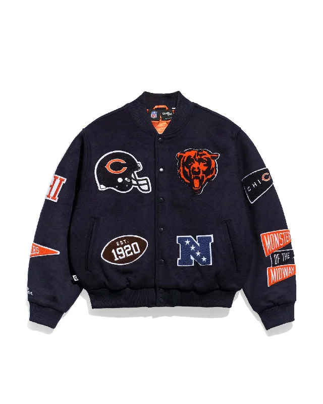 Men jackets with a media - friendly pocket for easy access to gadgetsChicago Bears Pennant Varsity Jacket