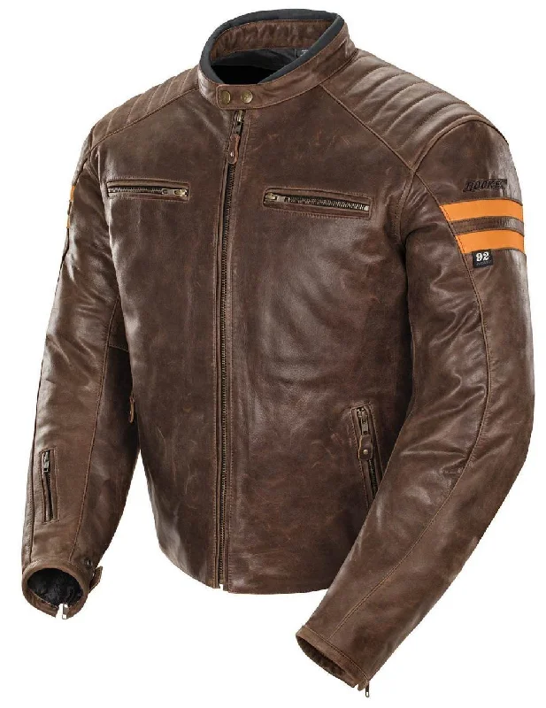 Men jackets with a zip - off sleeves to convert to a vestClose Out Joe Rocket 'Classic 92' Mens Brown/Orange Leather Motorcycle Jacket Size-Medium