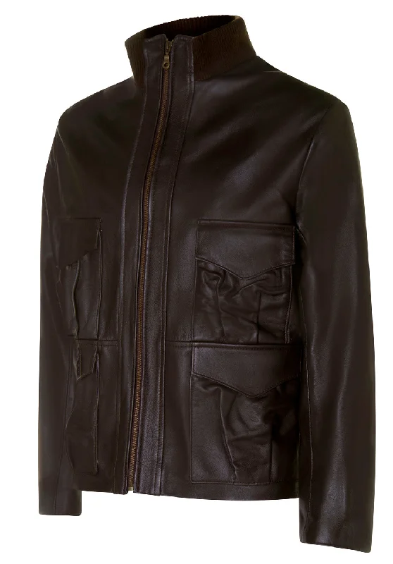 Bomber men jackets with ribbed cuffs for a classic 80s styleCUSTOM MADE Casino Royale Style Leather Jacket