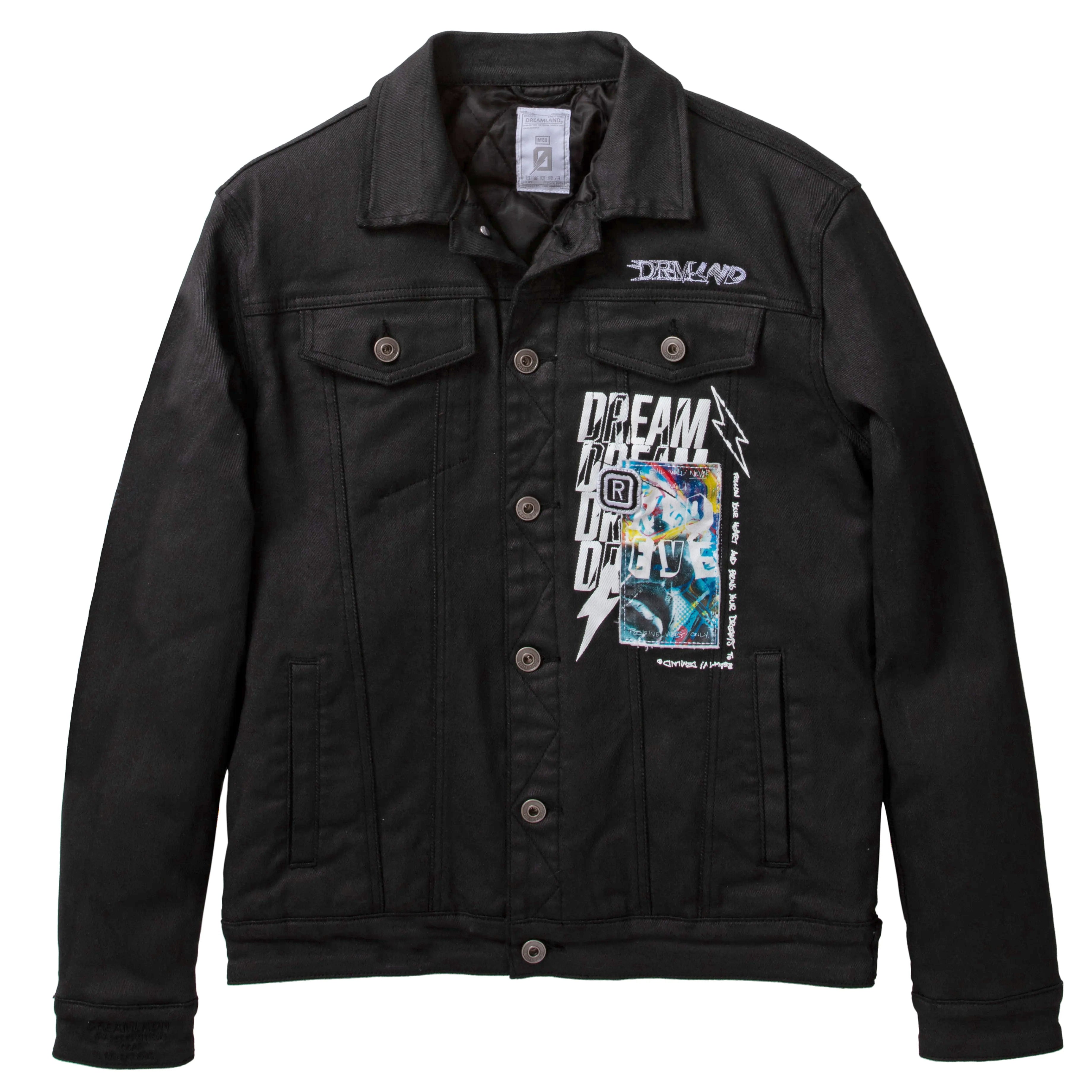 Fleece - lined men jackets for cold - weather commutingDREAMLAND DENIM JACKET BLACK D2211O0752