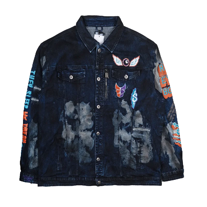 Waterproof men jackets with taped seams for heavy rain protectionDREAMLAND DENIM JACKET DARK STONE WASH D2208O0707BT