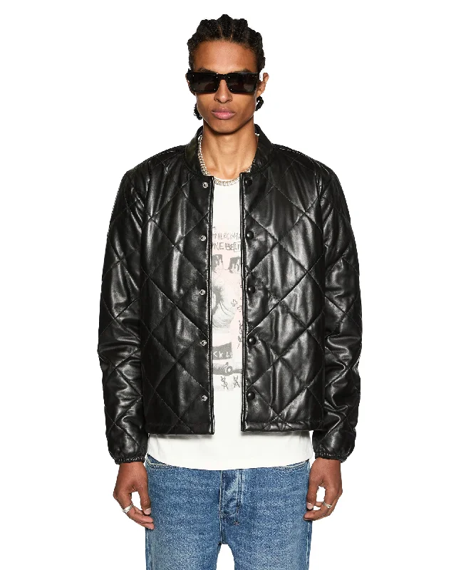 Checkered men jackets in a plaid pattern for a preppy appearanceECLIPSE QUILTED BOMBER BLACK