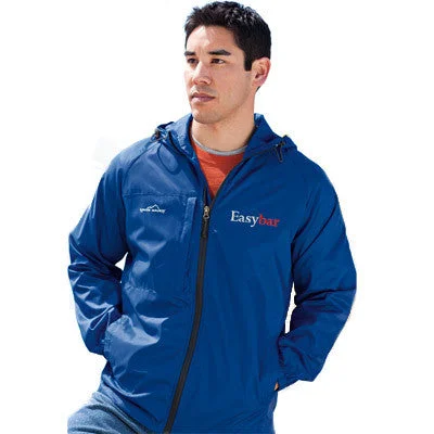 Men jackets with a media - friendly pocket for easy access to gadgetsEddie Bauer Men's Packable Wind Jacket