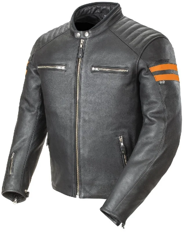 Tailored men jackets to pair with formal trousers for business meetingsJoe Rocket 'Classic 92' Mens Black and Orange Leather Motorcycle Jacket