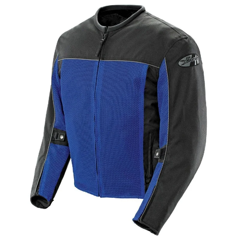 Bomber men jackets with ribbed cuffs for a classic 80s styleJoe Rocket 'Velocity' Mens Blue/Black Mesh Motorcycle Jacket