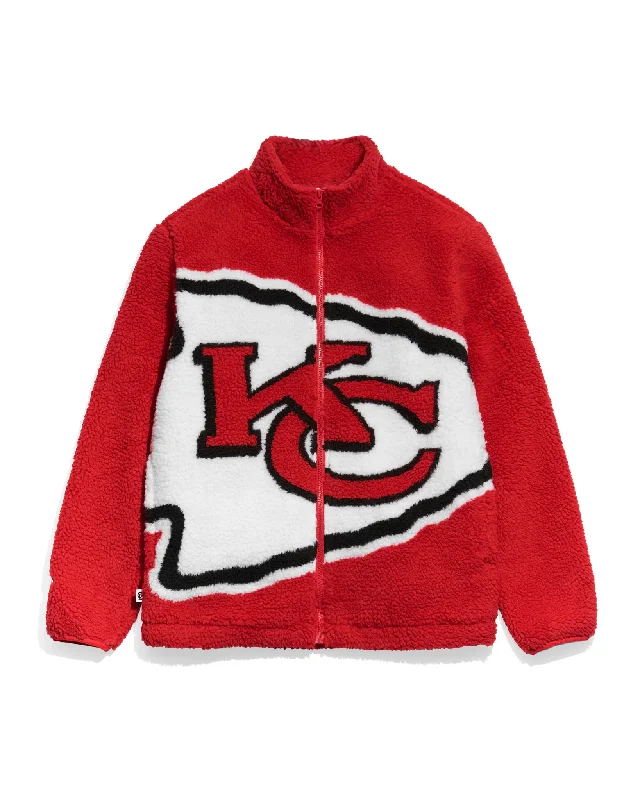 Denim men jackets with embroidered patches for a personalized touchKansas City Chiefs Big Logo Sherpa Jacket