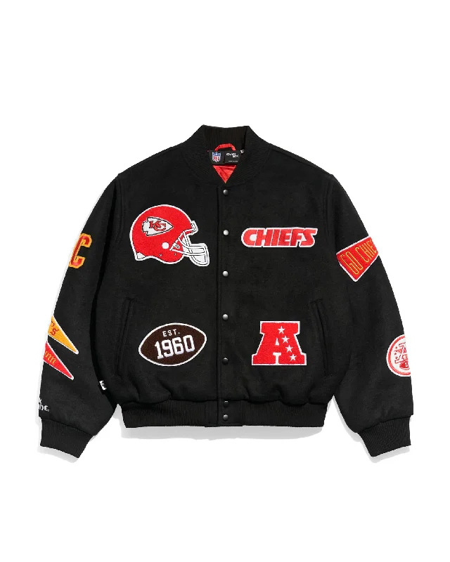 Lightweight men jackets made from recycled nylon for eco - friendly travelKansas City Chiefs Pennant Varsity Jacket