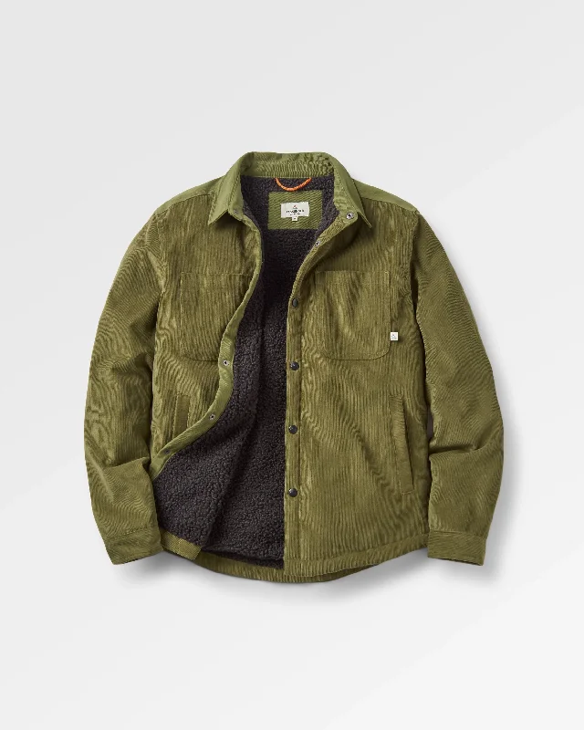 Lightweight men jackets made from recycled nylon for eco - friendly travelKodiak 2.0 Sherpa Lined Cord Overshirt - Khaki