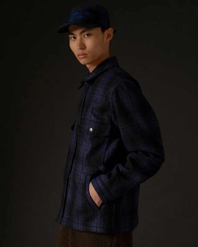 Men jackets with a hidden interior pocket for secure storageTroy Shirt Monitoba Wool Check Blue/Black