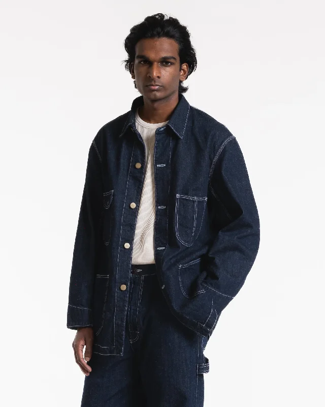 Lightweight men jackets made from recycled nylon for eco - friendly travelAlcatraz Jacket Hemp Denim Indigo