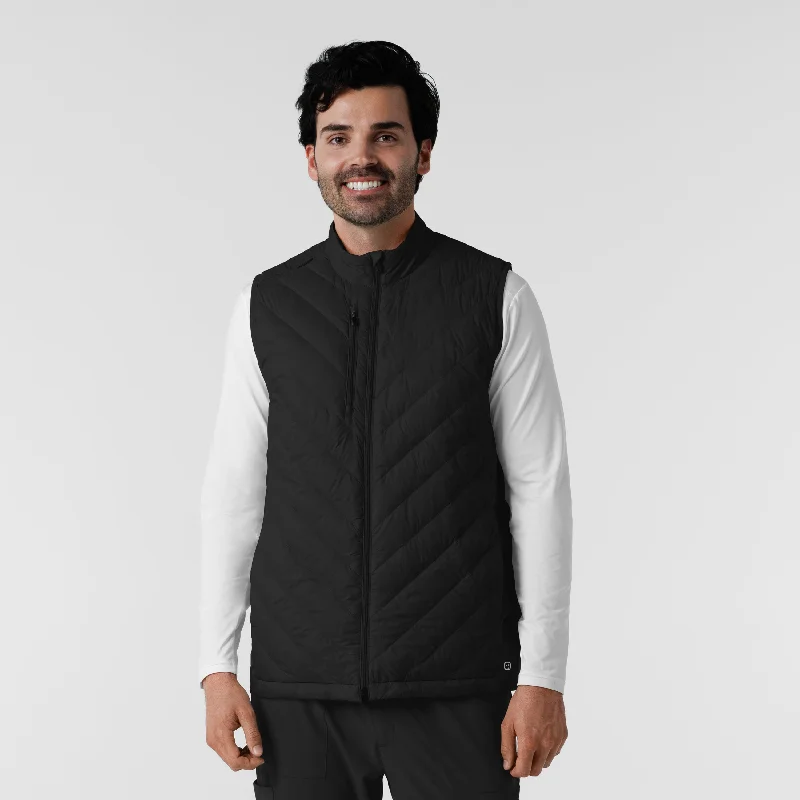 Men jackets with a media - friendly pocket for easy access to gadgetsMen's Quilted Scrub Vest - Black