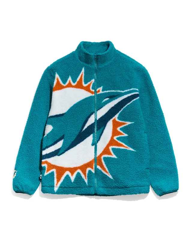 Fleece - lined men jackets for cold - weather commutingMiami Dolphins Big Logo Sherpa Jacket