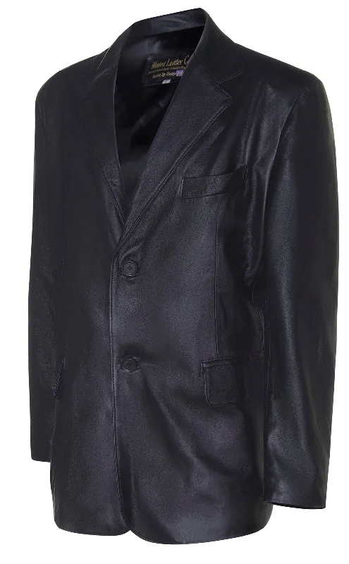 Bomber men jackets with ribbed cuffs for a classic 80s styleMission Impossible Leather Blazer in Black Lambskin