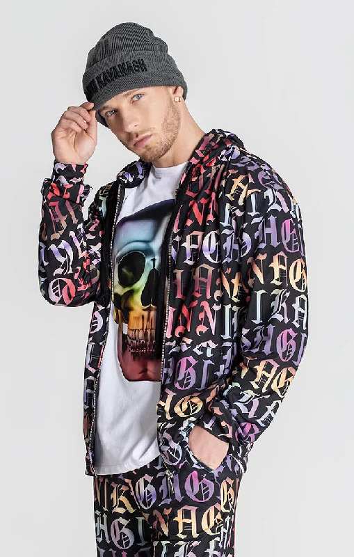 Embroidered men jackets with intricate floral designs for a unique aestheticMulticolor Alien Hoodie Jacket