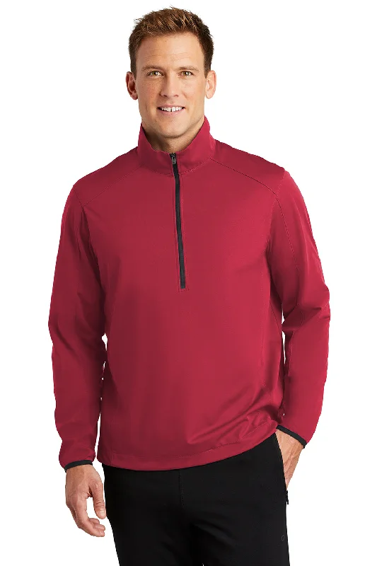 Plus - size men jackets with adjustable drawstrings for a comfortable fitPort Authority Mens Active Wind & Water Resistant 1/4 Zip Jacket - Rich Red - Closeout