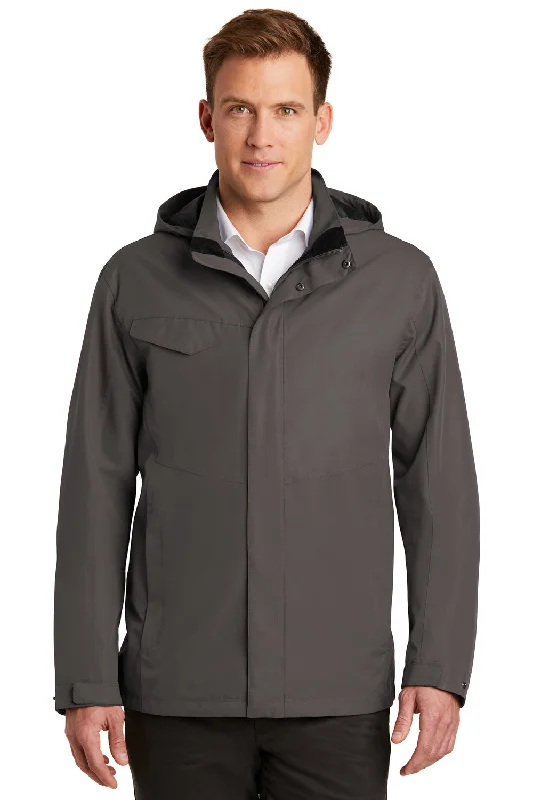 Men jackets with a built - in hood that can be stowed away when not in usePort Authority Mens Collective Waterproof Full Zip Hooded Jacket - Graphite Grey