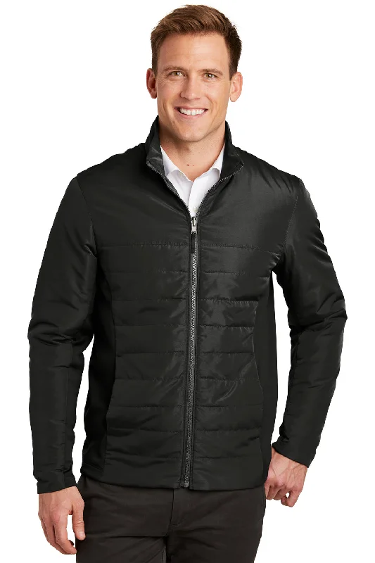 Waterproof men jackets with taped seams for heavy rain protectionPort Authority Mens Collective Wind & Water Resistant Full Zip Jacket - Deep Black