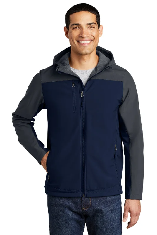 Performance - driven men jackets with breathable fabric for sportsPort Authority Mens Core Wind & Water Resistant Full Zip Hooded Jacket - Dress Navy Blue/Battleship Grey