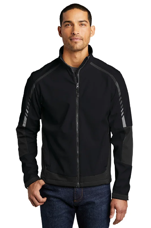 Corduroy men jackets in earthy tones for a rustic charmPort Authority Mens Embark Wind & Water Resistant Full Zip Jacket - Black/Deep Grey