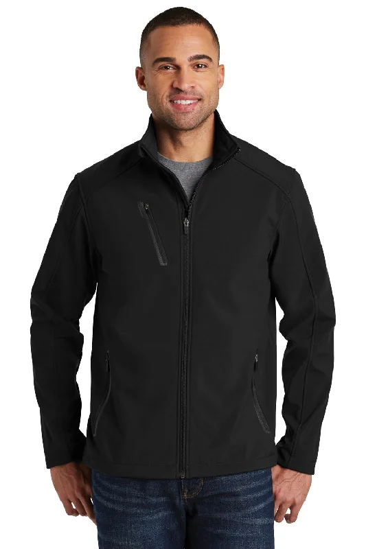 Men jackets with a built - in hood that can be stowed away when not in usePort Authority Mens Welded Wind & Water Resistant Full Zip Jacket - Black