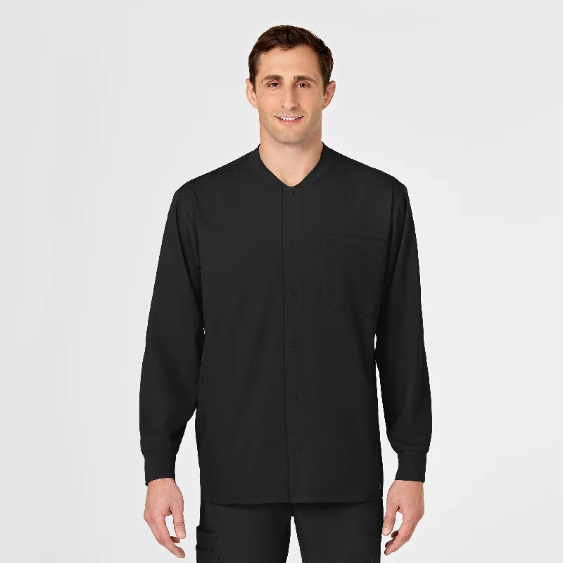 Plus - size men jackets with adjustable drawstrings for a comfortable fitPRO Men's Snap Front Scrub Jacket - Black