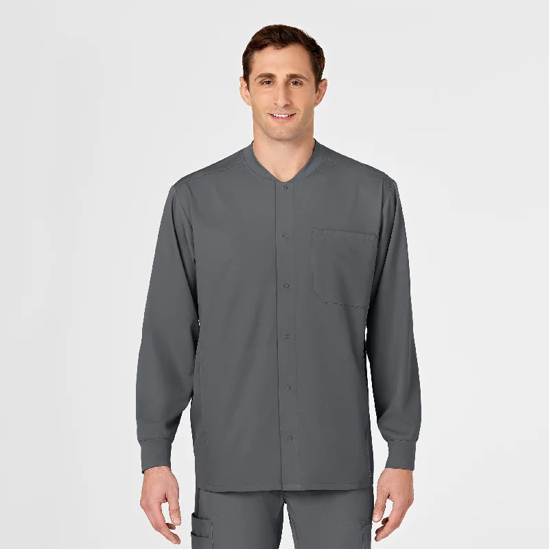 Embroidered men jackets with intricate floral designs for a unique aestheticPRO Men's Snap Front Scrub Jacket - Pewter