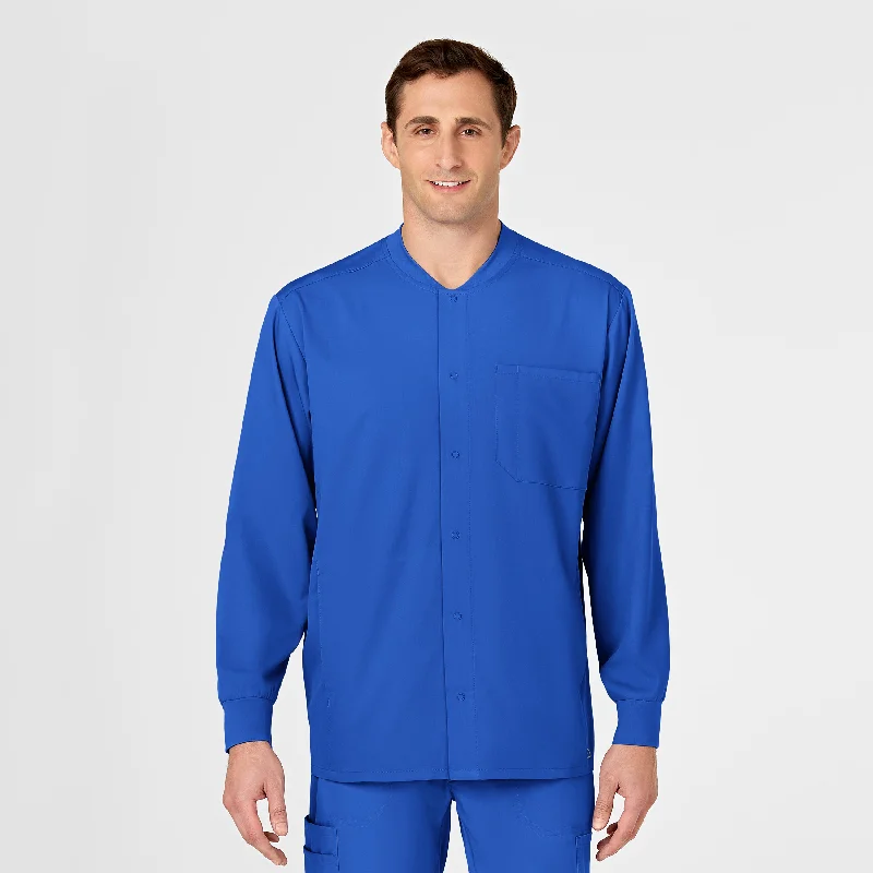 Bomber men jackets with ribbed cuffs for a classic 80s stylePRO Men's Snap Front Scrub Jacket - Royal