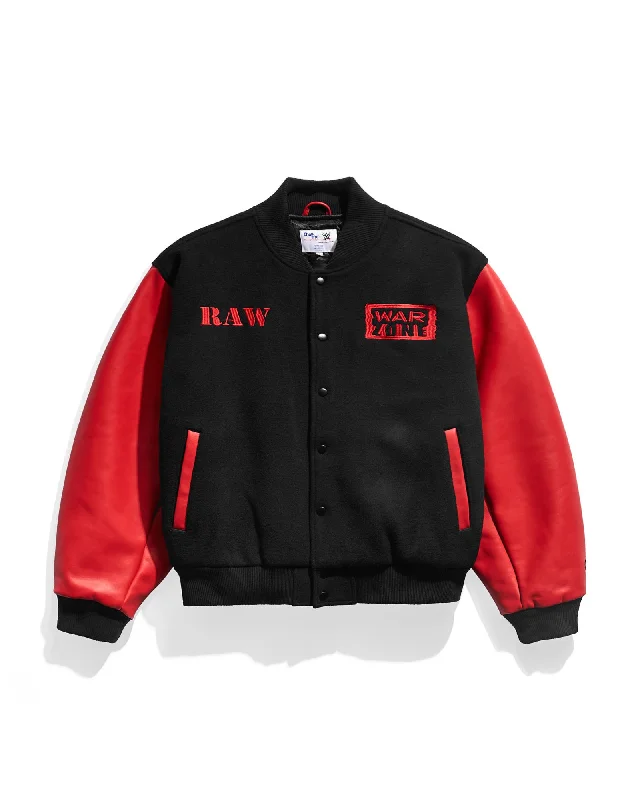 Performance - driven men jackets with breathable fabric for sportsRaw Is War Retro Varsity Jacket