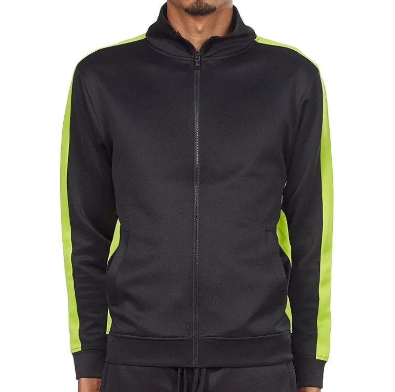 Fleece - lined men jackets for cold - weather commutingREBEL MINDS TRACK JACKET BLACK/LIME- 100-501