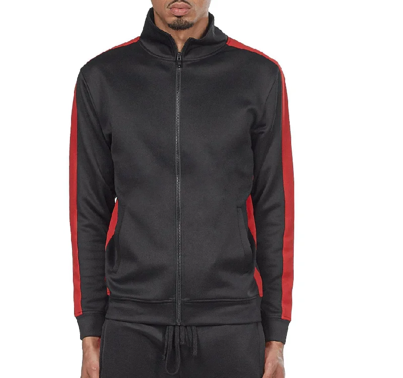 Down - filled men jackets in bright colors for winter fashionREBEL MINDS TRACK JACKET BLACK/RED - 100-501