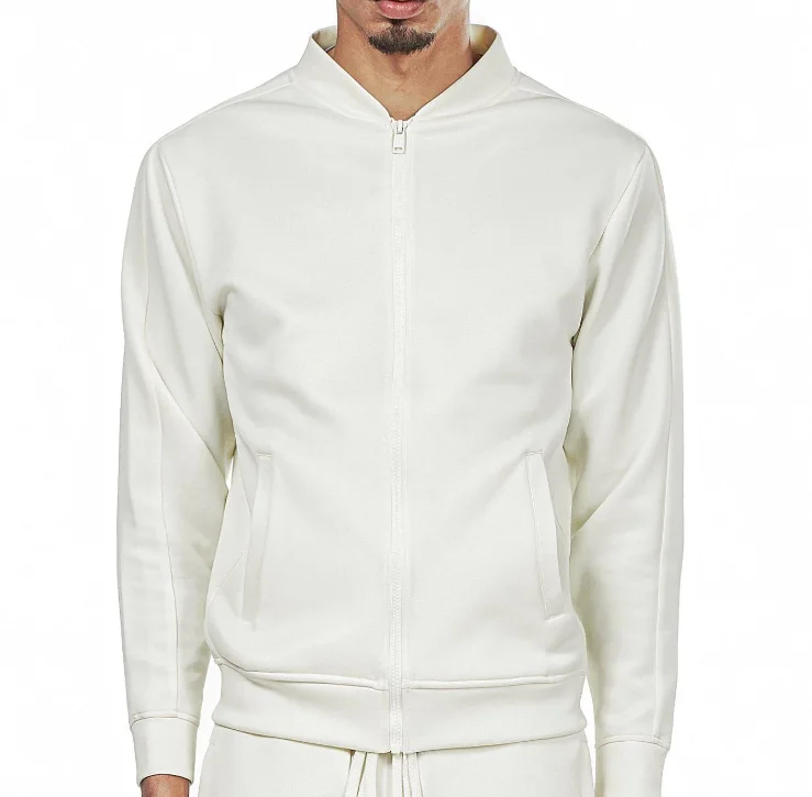 Hooded men jackets with a detachable faux - fur trim for added warmthREBEL MINDS TRACK JACKET CREAM - 100-500