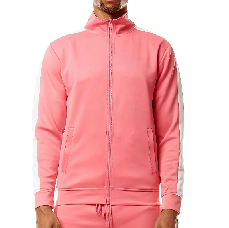 Stretch - fabric men jackets for unrestricted movement during workoutsREBEL MINDS TRACK JACKET PINK/ WHITE - 100-502