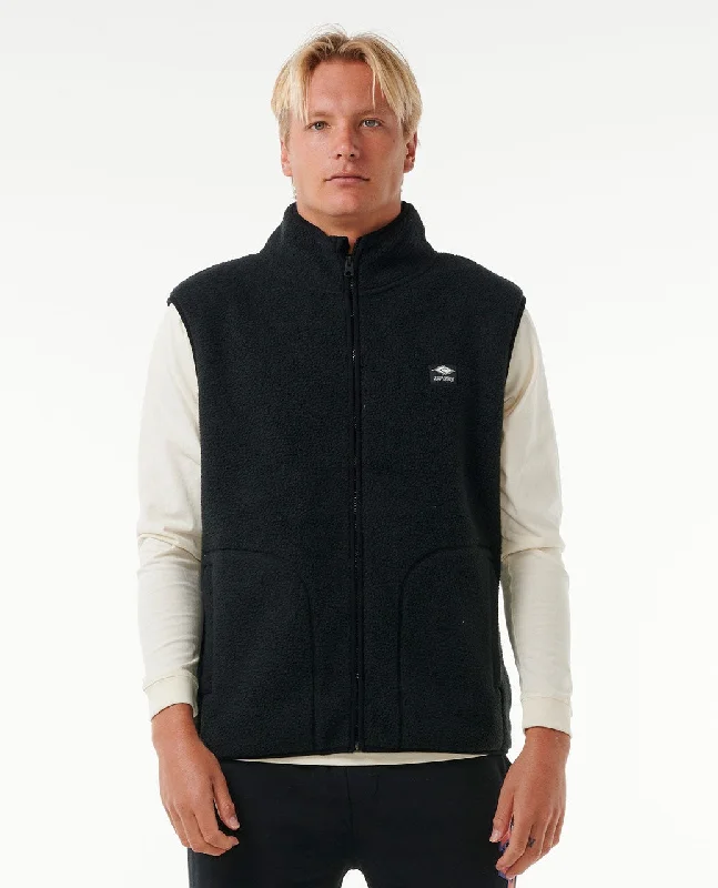 Fleece - lined men jackets for cold - weather commutingRip Curl Quest Polar Vest Jacket-Black