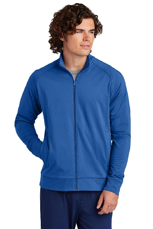 Checkered men jackets in a plaid pattern for a preppy appearanceSport-Tek Mens Sport-Wick Moisture Wicking Full Zip Cadet Jacket - True Royal Blue - New