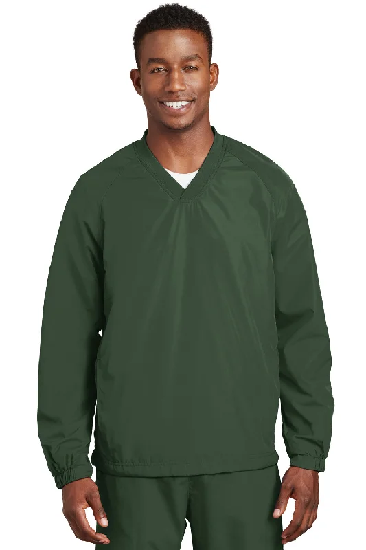 Bomber men jackets with ribbed cuffs for a classic 80s styleSport-Tek Mens V-Neck Wind Jacket - Forest Green - Closeout