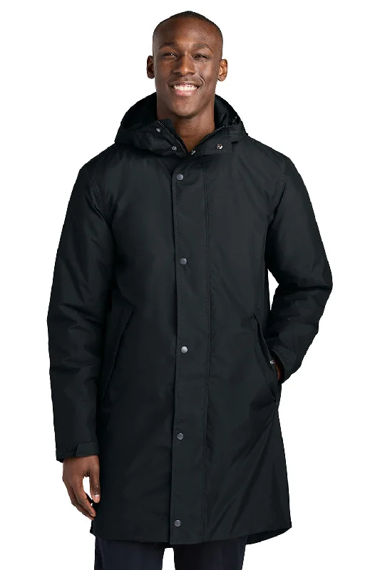 Lightweight men jackets made from recycled nylon for eco - friendly travelSport-Tek Mens Waterproof Insulated Sideline Full Zip Hooded Parka - Black - New