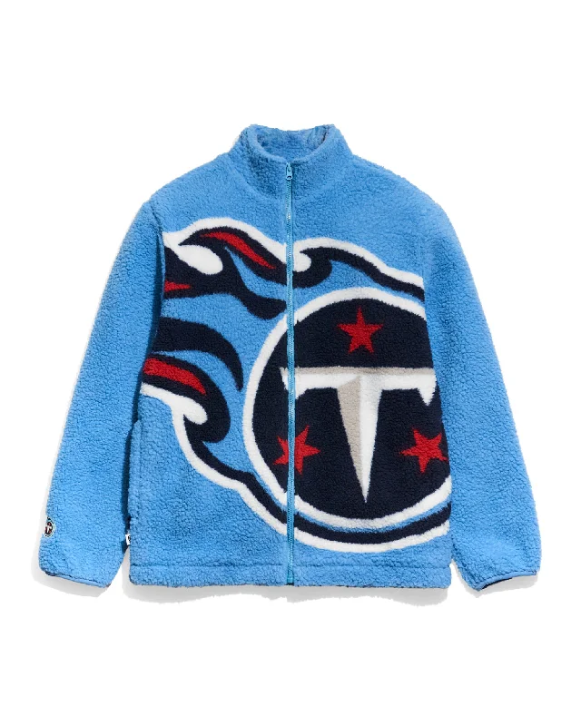 Checkered men jackets in a plaid pattern for a preppy appearanceTennessee Titans Big Logo Sherpa Jacket