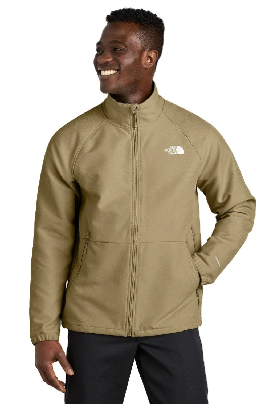 Plus - size men jackets with adjustable drawstrings for a comfortable fitThe North Face Mens Barr Lake Water Resistant Soft Shell Full Zip Jacket - Heather Dark Khaki Stone - New