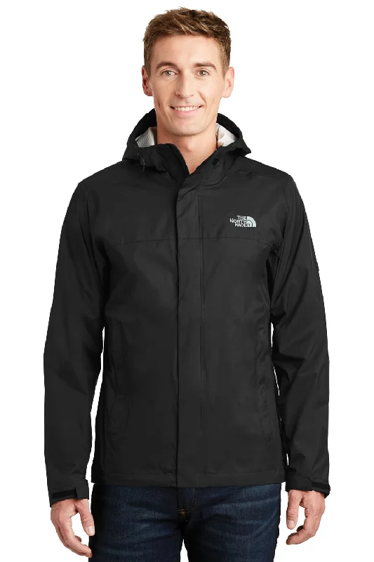 Fleece - lined men jackets for cold - weather commutingThe North Face Mens DryVent Windproof & Waterproof Full Zip Hooded Jacket - Black