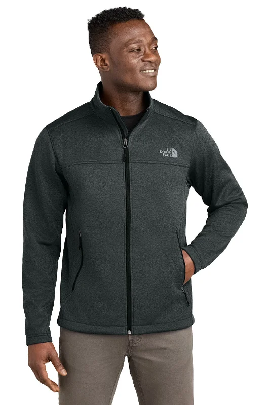 Plus - size men jackets with adjustable drawstrings for a comfortable fitThe North Face Mens Ridgewall Wind & Water Resistant Soft Shell Full Zip Jacket - Heather Dark Grey - New