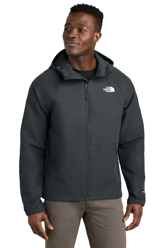 Plus - size men jackets with adjustable drawstrings for a comfortable fitThe North Face Mens Barr Lake Water Resistant Soft Shell Full Zip Hooded Jacket - Heahter Dark Asphalt Grey - New