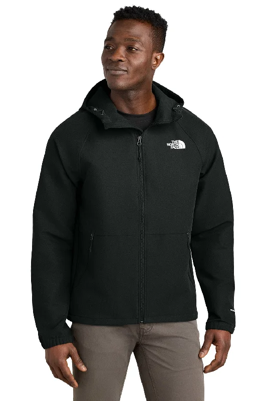 Men jackets with a zip - off sleeves to convert to a vestThe North Face Mens Barr Lake Water Resistant Soft Shell Full Zip Hooded Jacket - Heather Black - New