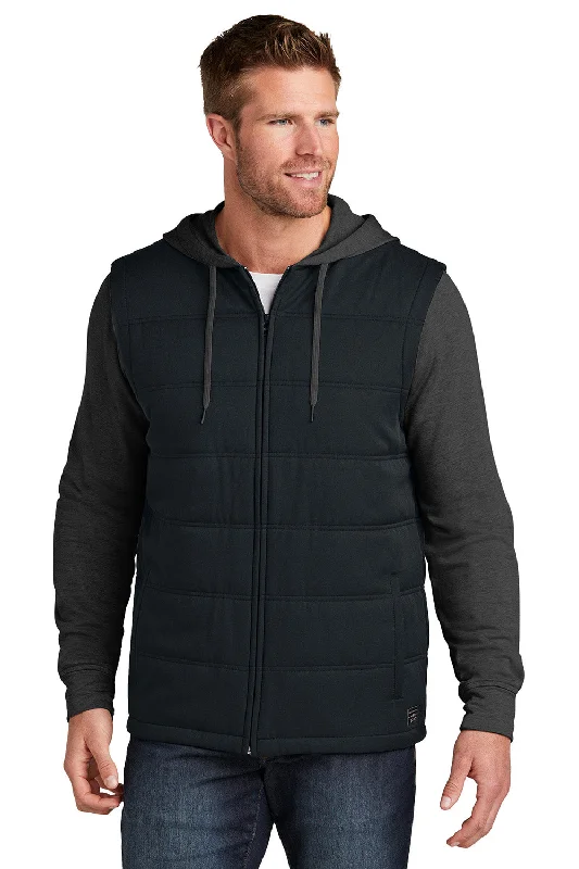 Men jackets with a built - in hood that can be stowed away when not in useTravisMathew Mens Tides Up Wrinkle Resistant Full Zip Hooded Jacket - Black/Heather Black - New